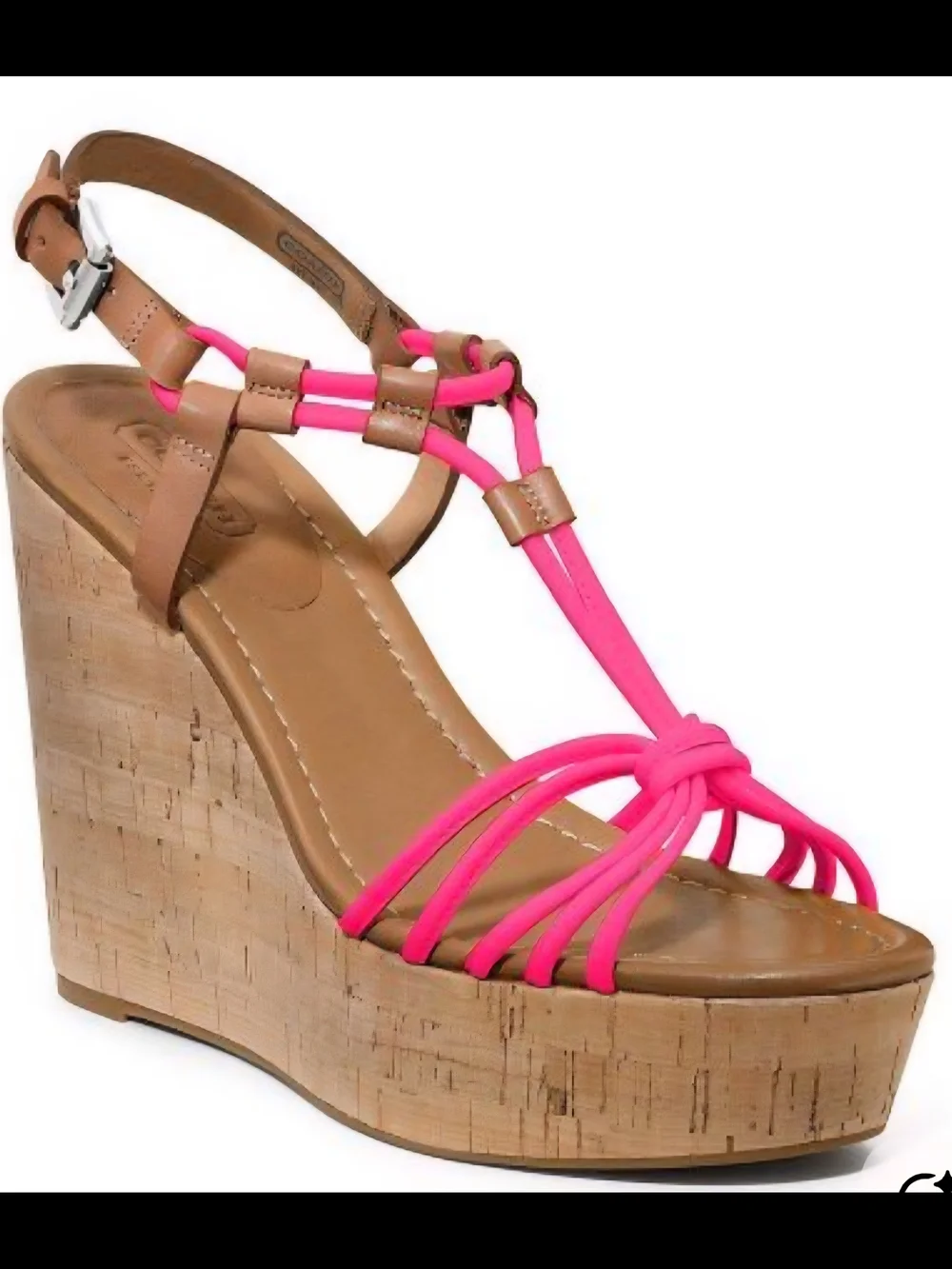 Coach Georgiana Platform Wedge Sandal, Florecent Pink / Ginger Size 8